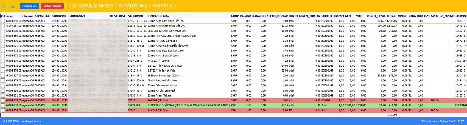 AsPen Reçete ve Stok Detay Analizi